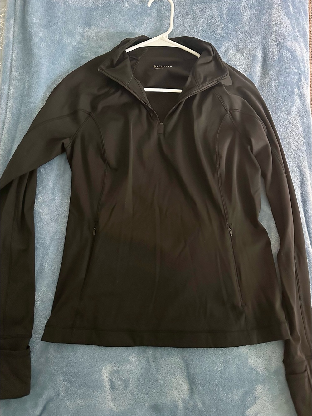 Athleta Black Long-Sleeve Quarter Zip Pullover